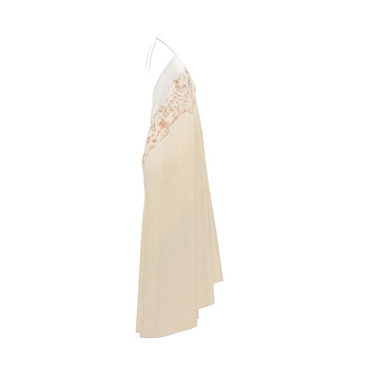 Altair 100% Silk Halter Dress in Dueling Jaguars
