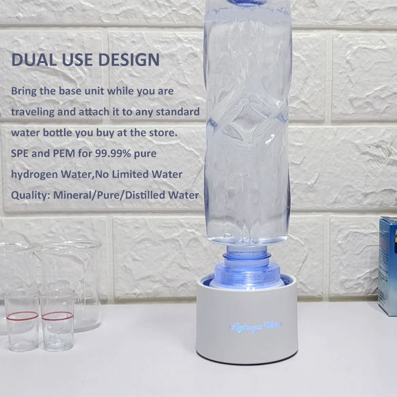 Powerful Antioxidant: SPE & Amp; PEM Hydrogen Water Generator - 380ML Glass Water Bottle