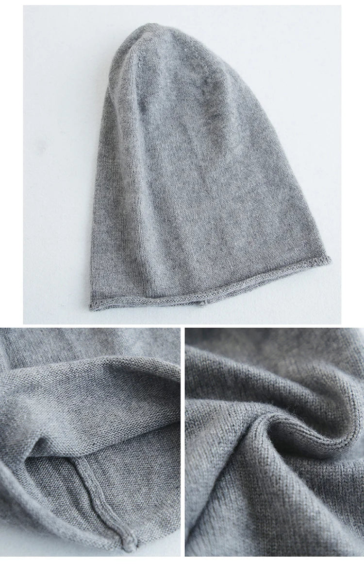 Cashmere and Wool Blend Warm Slouchy Beanie Hat