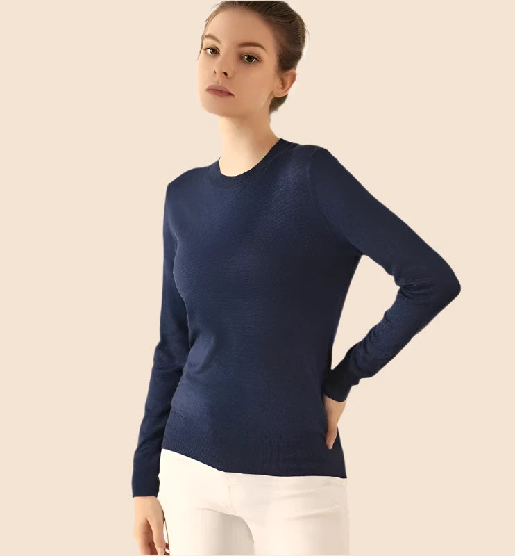 Pure Silk and Cashmere Blend Classic Women's Sweater