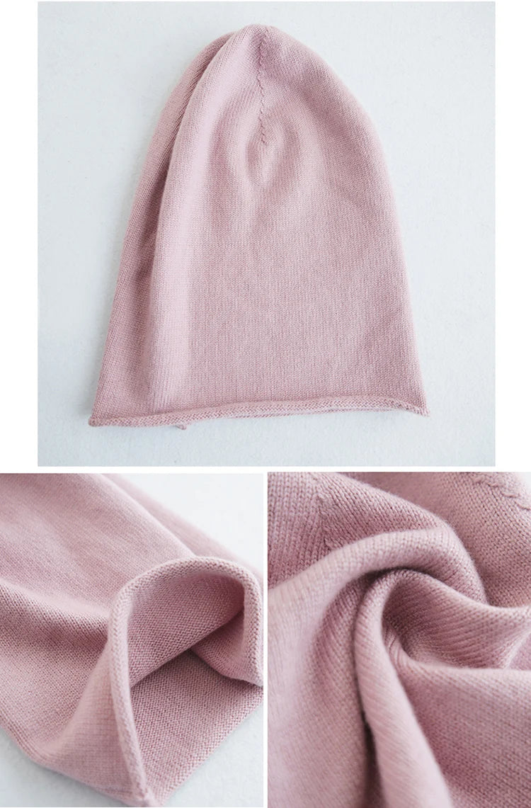 Cashmere and Wool Blend Warm Slouchy Beanie Hat