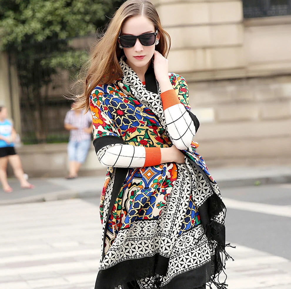 100% Fine Merino Wool Elegant Attractive Soft Warm Women Shawl/Scarf