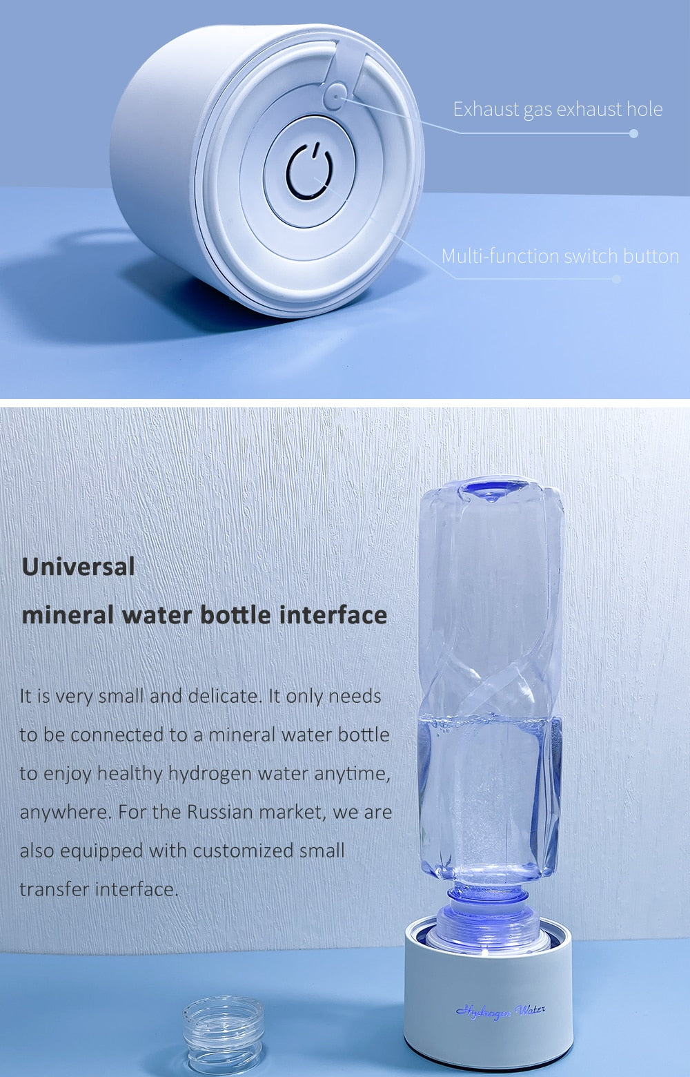 Powerful Antioxidant: SPE & Amp; PEM Hydrogen Water Generator - 380ML Glass Water Bottle