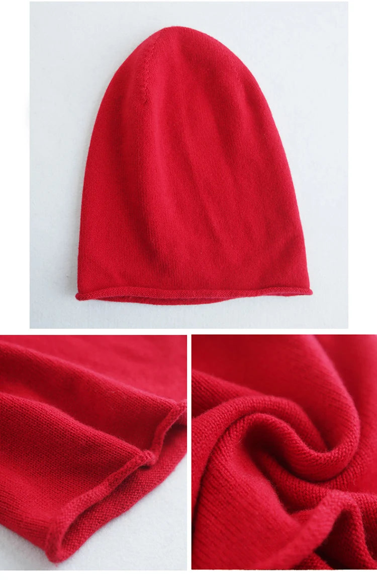 Cashmere and Wool Blend Warm Slouchy Beanie Hat