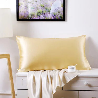 Pure mulberry silk champagne pillowcase display