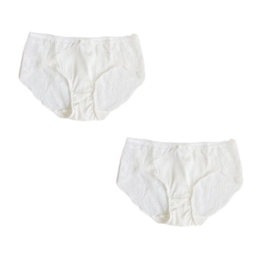 Premium Natural Mulberry Silk Lace Panties - 2pcs