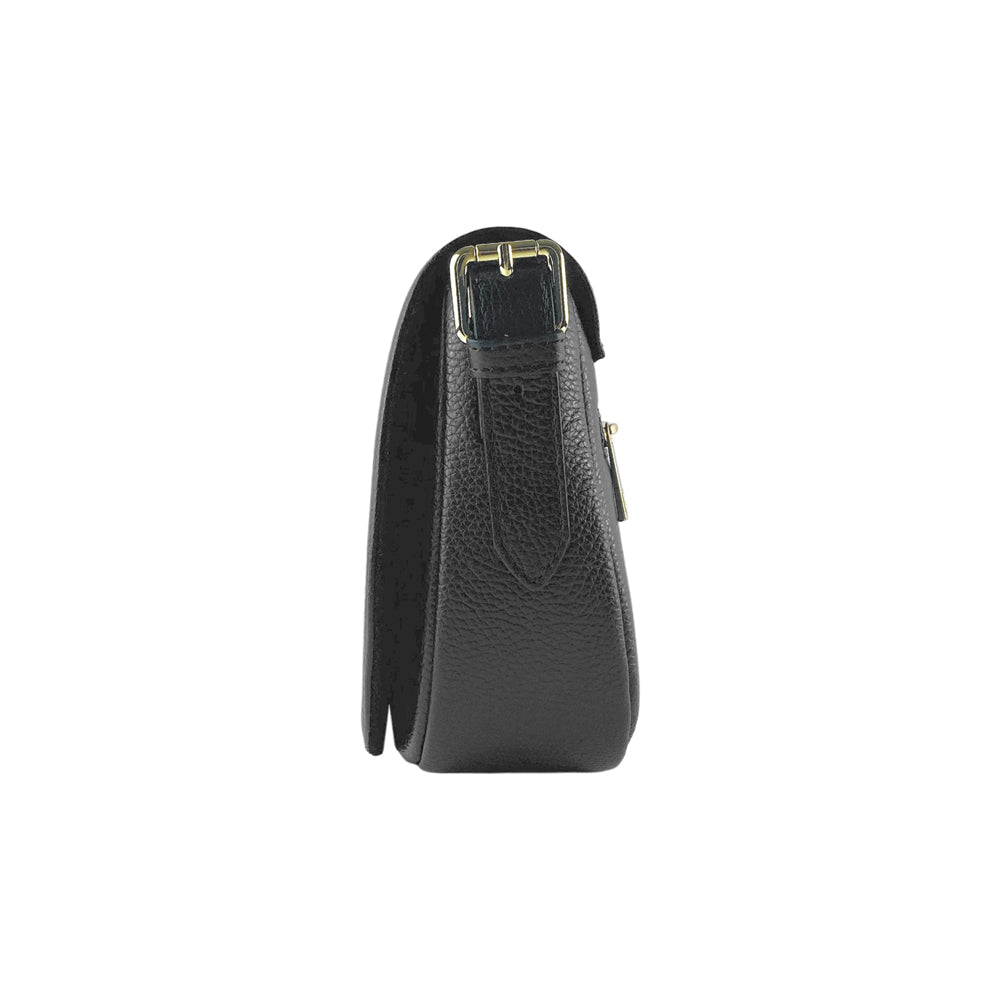 RB1002A | Borsa a Tracolla in Vera Pelle Made in Italy con Tracolla removibile in pelle e attacchi con fibbie in metallo Oro Lucido - Colore Nero - Dimensioni: cm 26 x 20 x 10-2