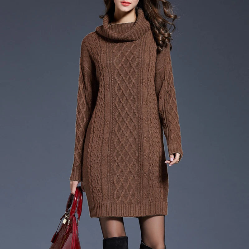 Plus Size Stylish Warm Women's Midi Sweater
