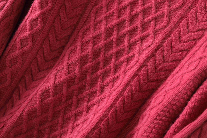 100% Premium Australian Merino Wool Diamond Knit Crew Neck Sweater