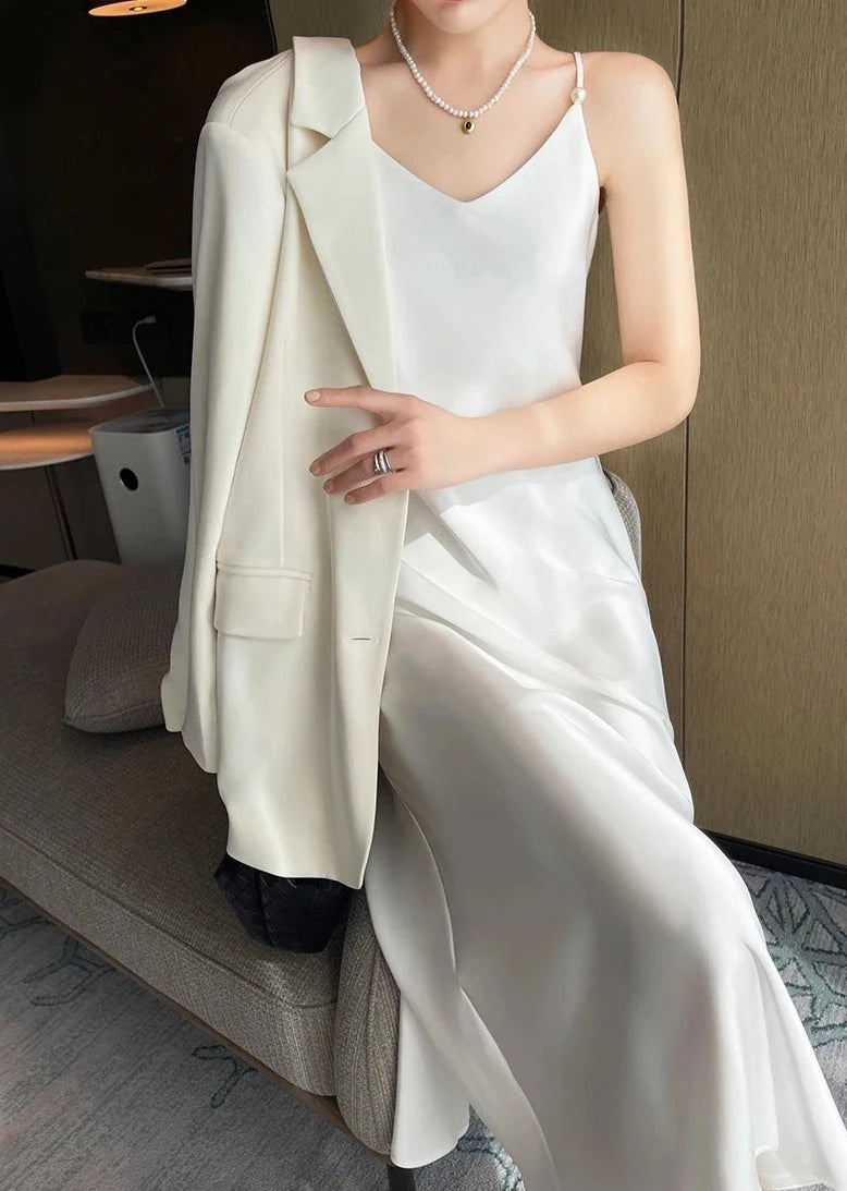 Pure Mulberry Silk Spaghetti Strap Elegant Women's Party Dress