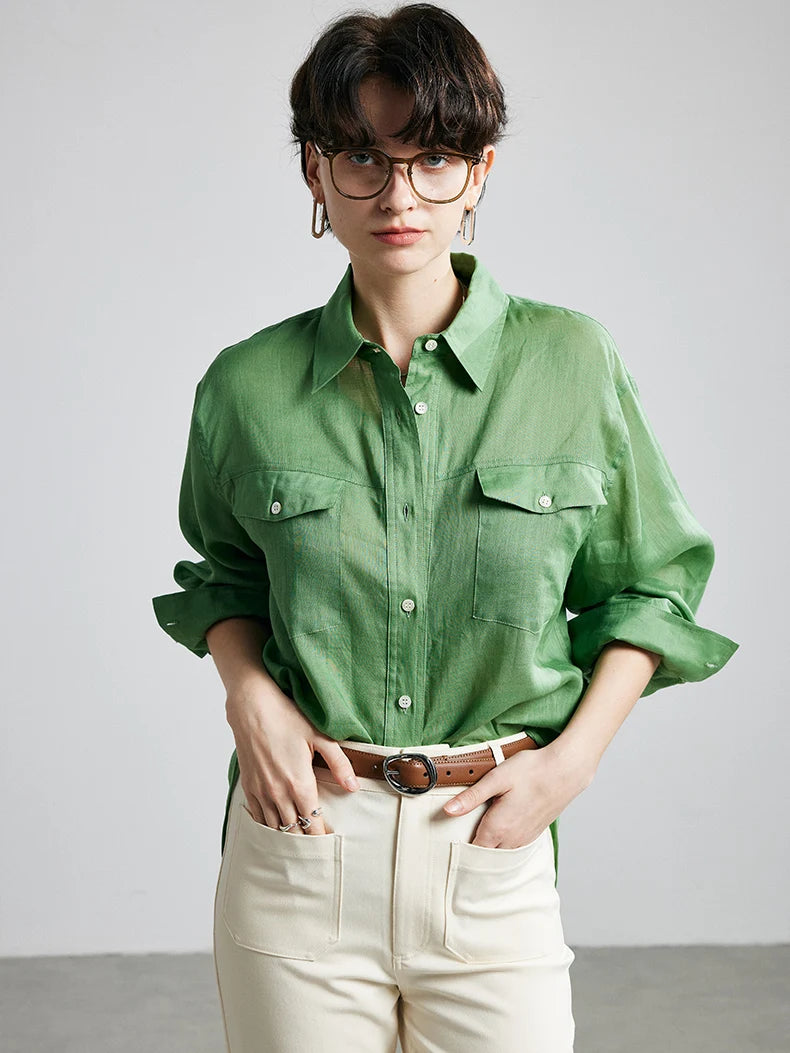 100% Premium Ramie Women's Loose Shirt