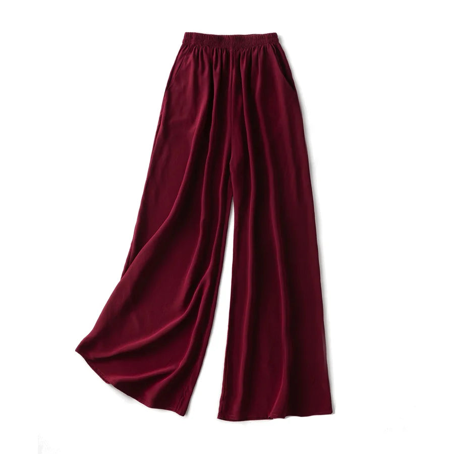 100% Mulberry Silk Wide Leg Women's Pants