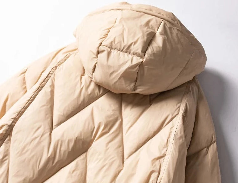 Premium White Duck Down Warm Oversize Hooded Parka