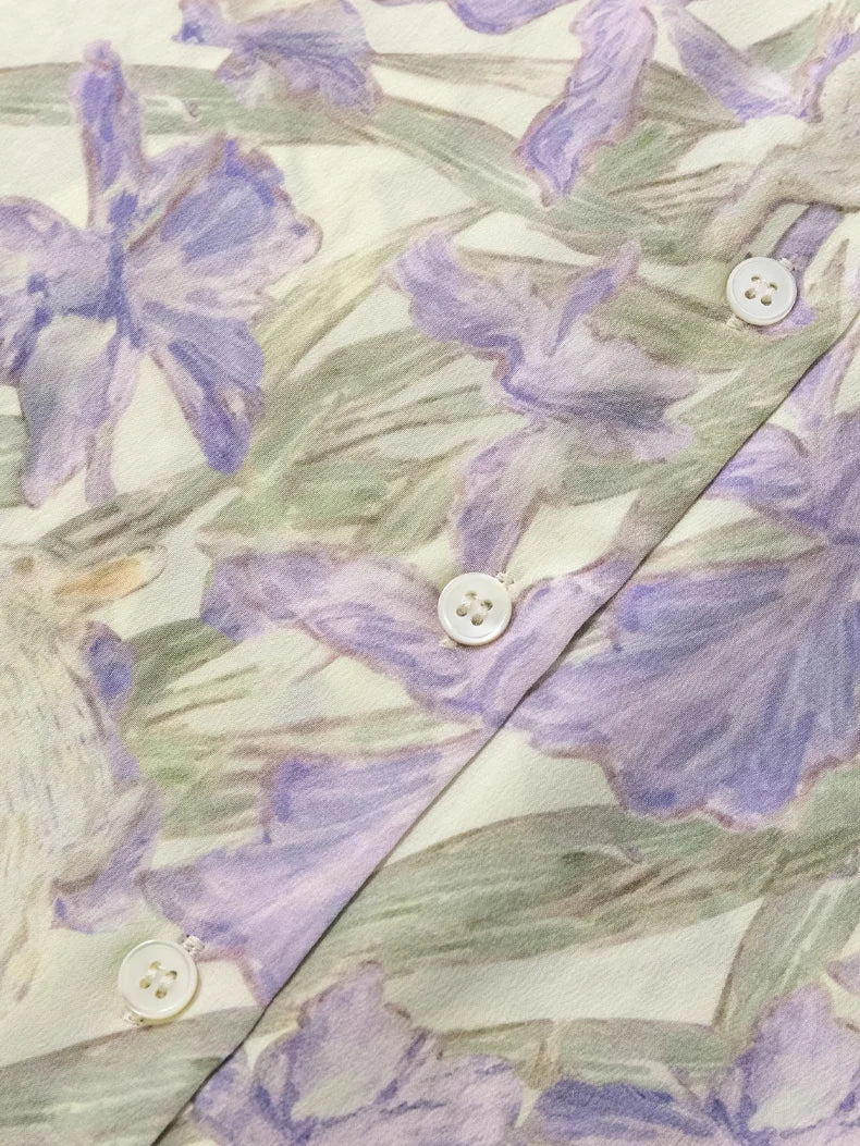 100% Premium Mulberry Silk Charming Flowers Shirt