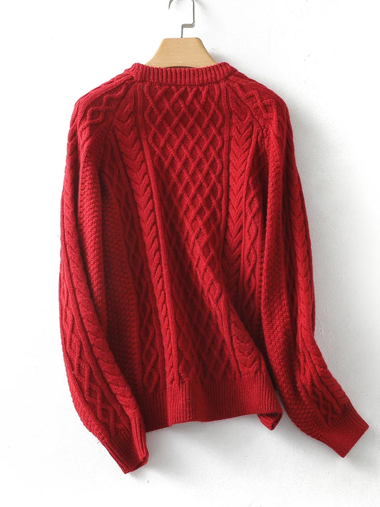 100% Premium Australian Merino Wool Diamond Knit Crew Neck Sweater