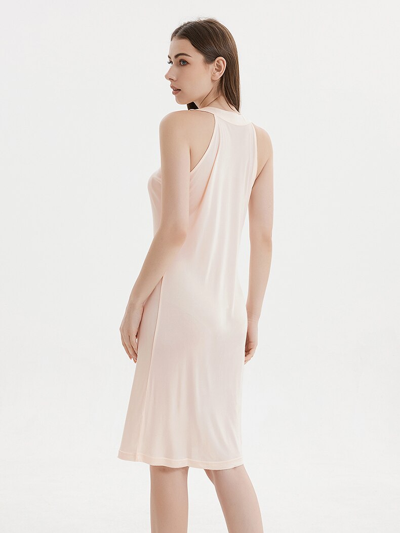 Pure Mulberry Silk-Viscose Blend Halter Neck Midi Dress