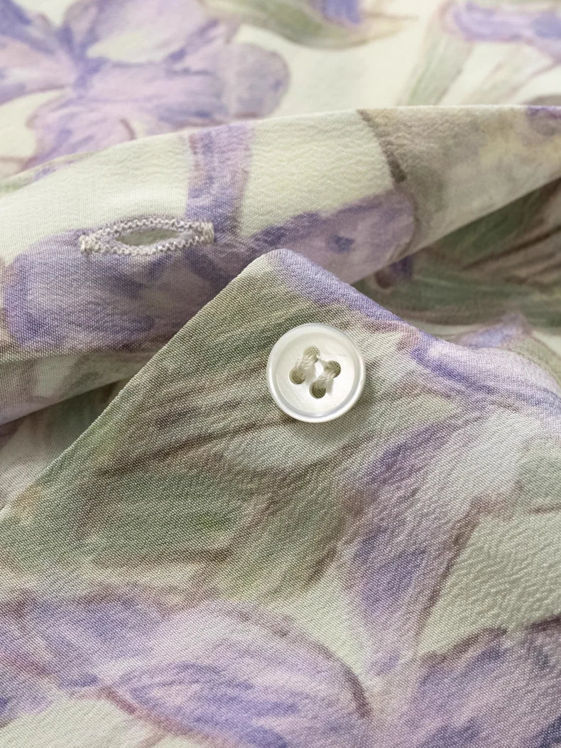 100% Premium Mulberry Silk Charming Flowers Shirt