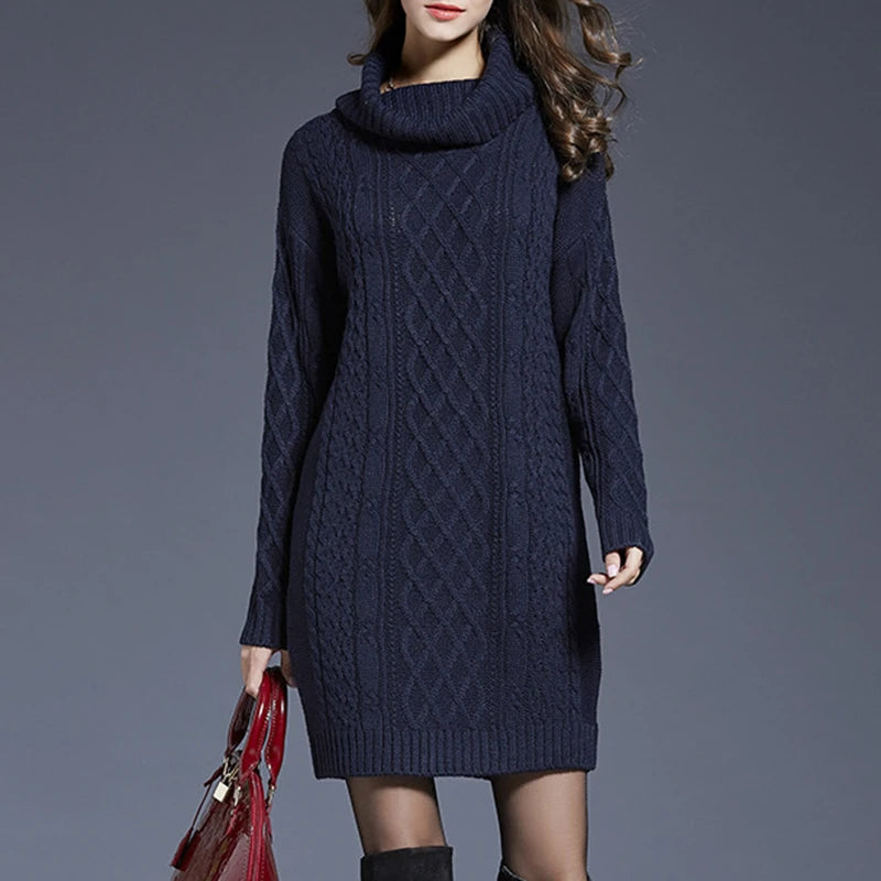 Plus Size Stylish Warm Women's Midi Sweater