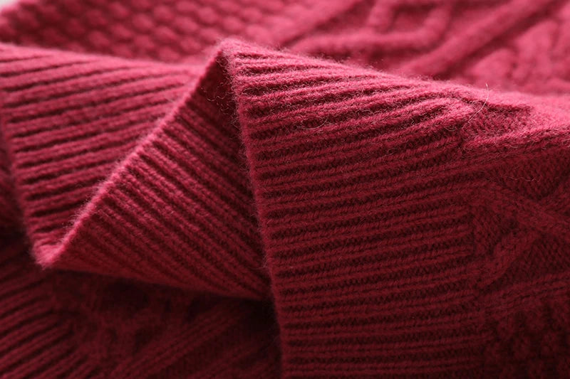 100% Premium Australian Merino Wool Diamond Knit Crew Neck Sweater
