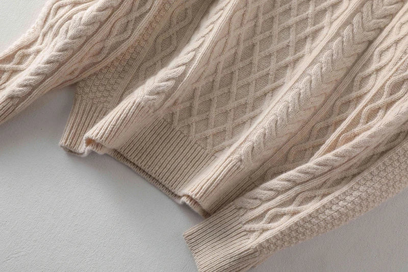 100% Premium Australian Merino Wool Diamond Knit Crew Neck Sweater