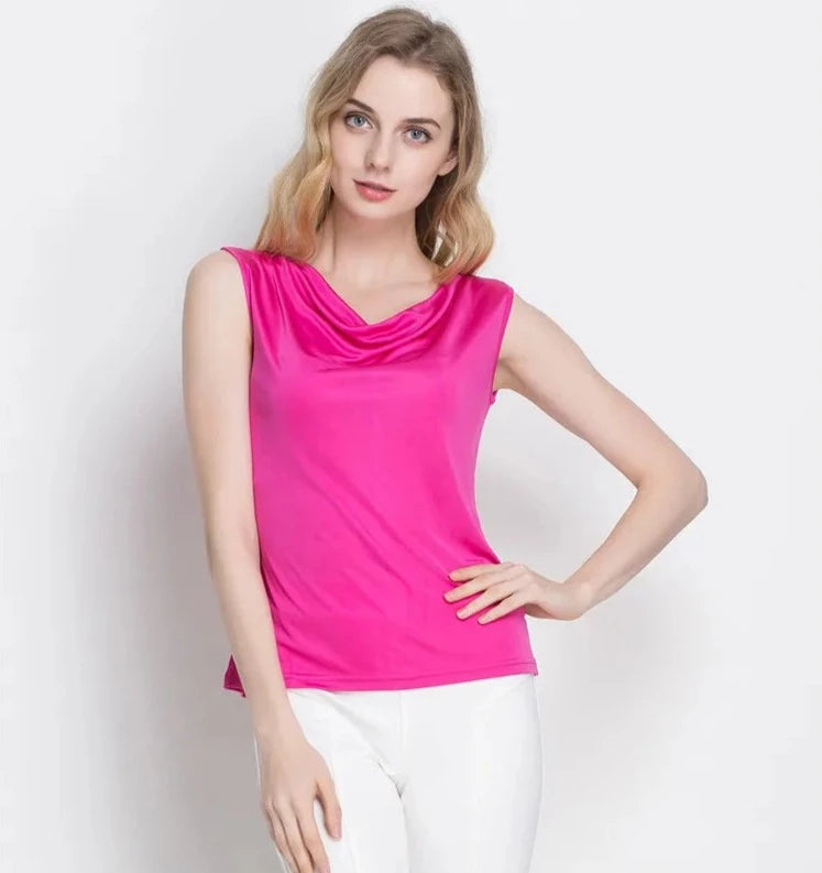 Pure Mulberry Silk Cowl Neckline Top