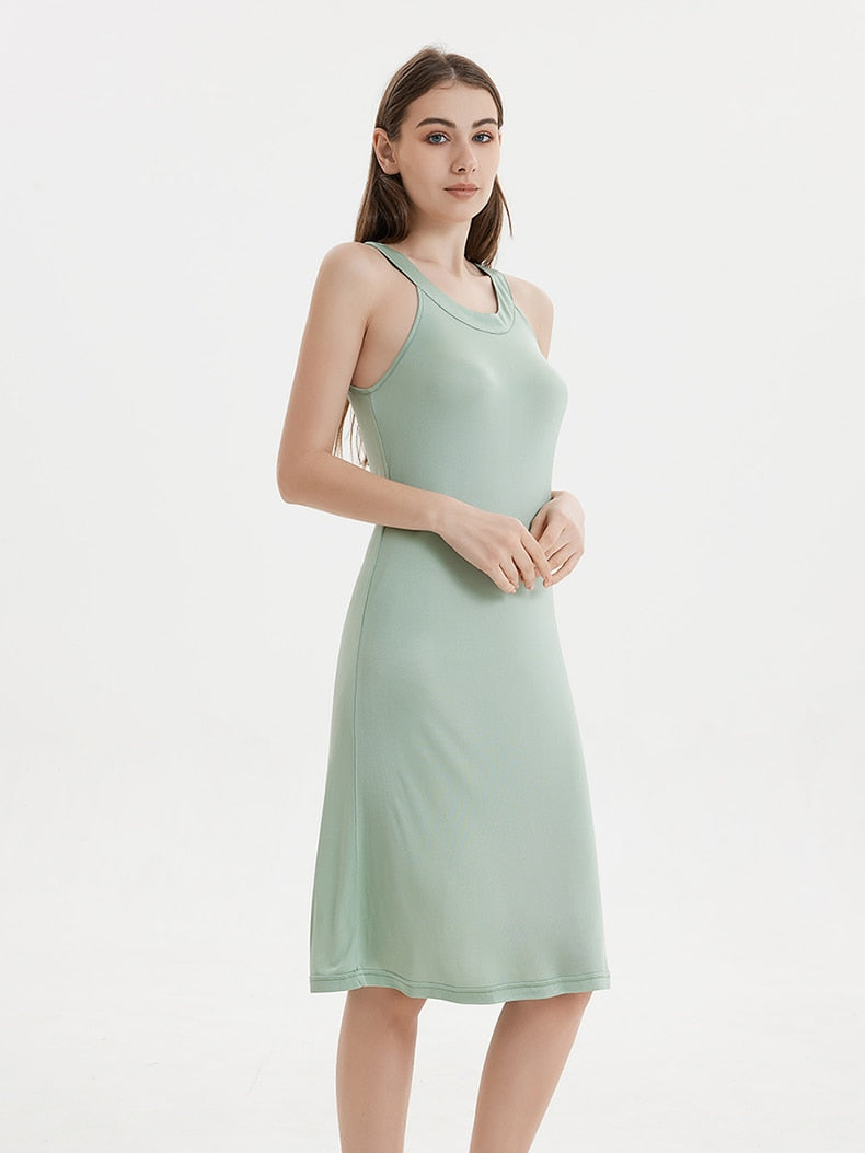 Pure Mulberry Silk-Viscose Blend Halter Neck Midi Dress