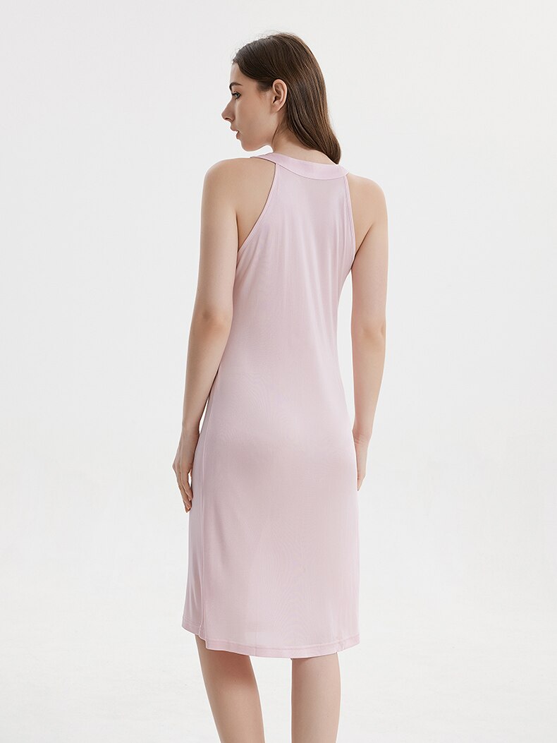 Pure Mulberry Silk-Viscose Blend Halter Neck Midi Dress