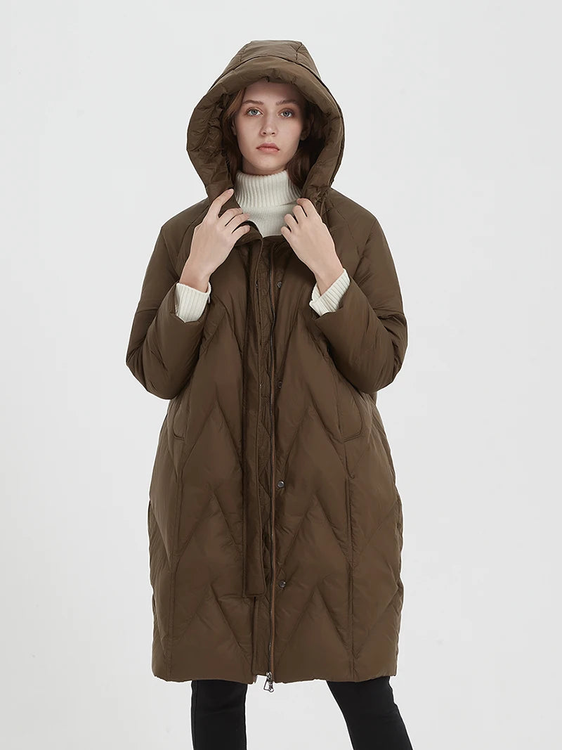 Premium White Duck Down Warm Oversize Hooded Parka