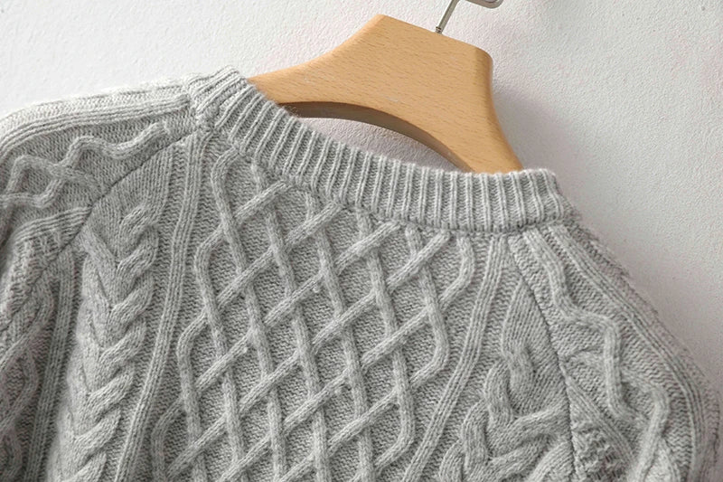 100% Premium Australian Merino Wool Diamond Knit Crew Neck Sweater