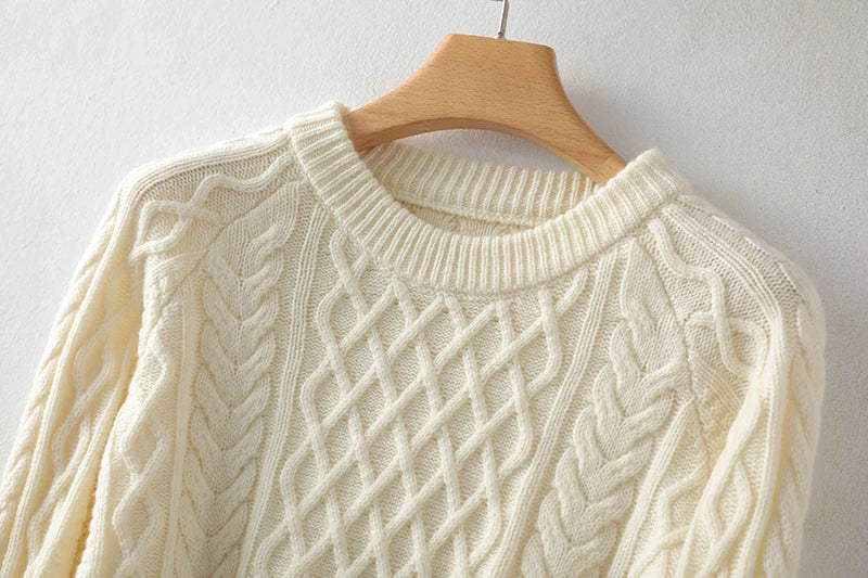 100% Premium Australian Merino Wool Diamond Knit Crew Neck Sweater