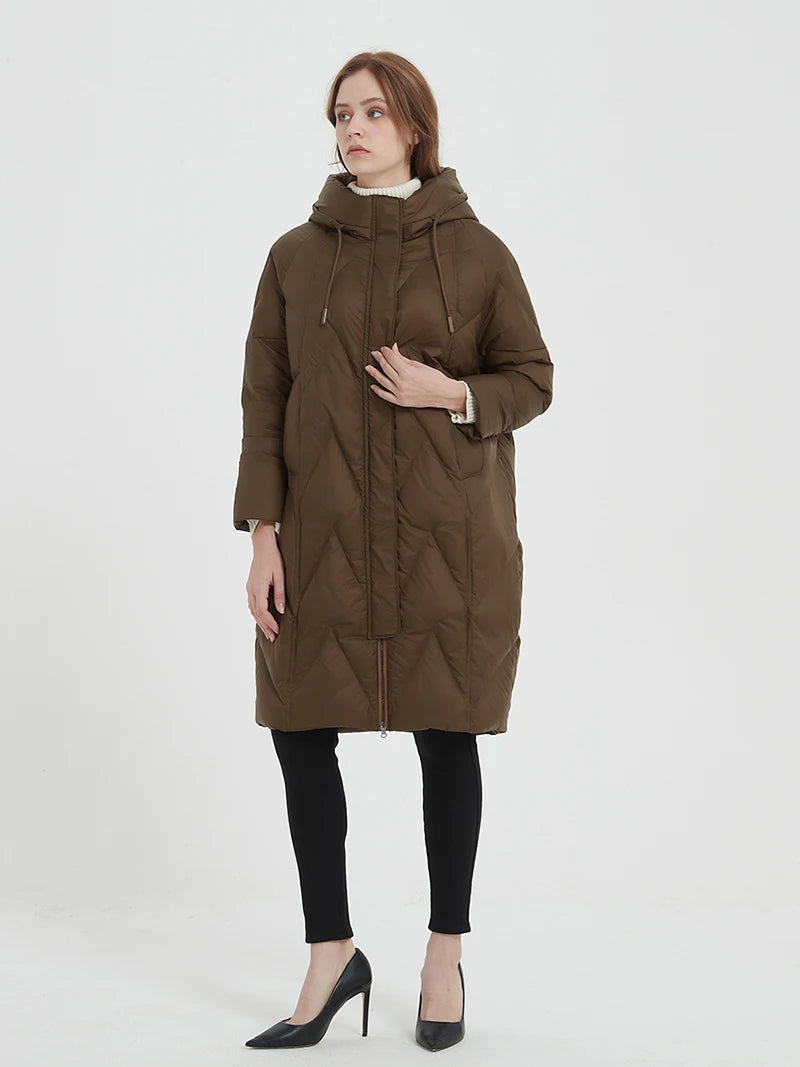 Premium White Duck Down Warm Oversize Hooded Parka
