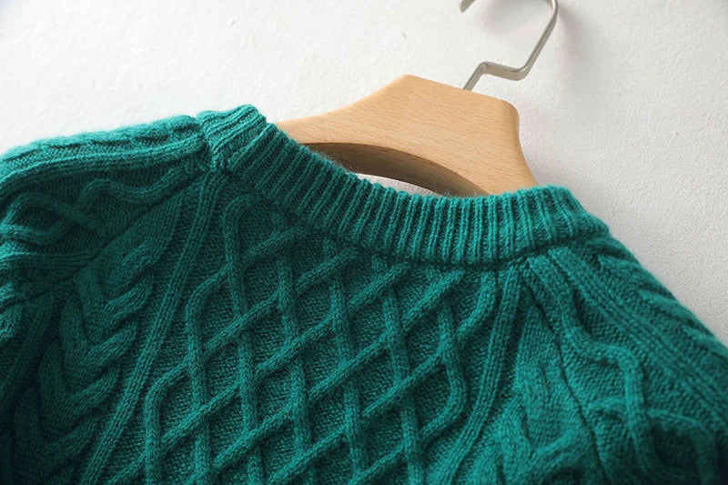 100% Premium Australian Merino Wool Diamond Knit Crew Neck Sweater