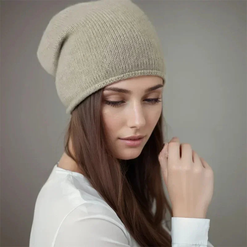 Cashmere and Wool Blend Warm Slouchy Beanie Hat