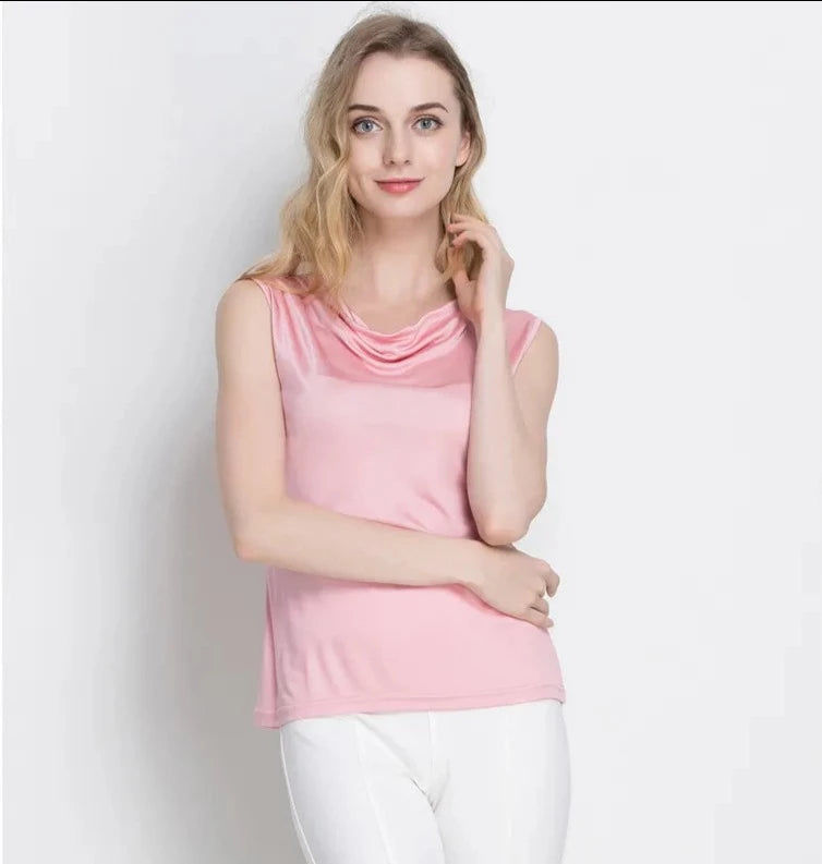 Pure Mulberry Silk Cowl Neckline Top
