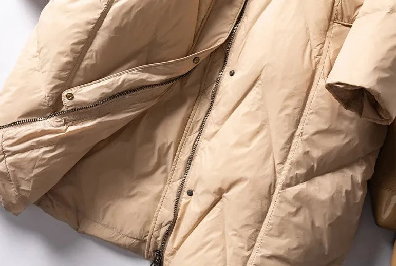 Premium White Duck Down Warm Oversize Hooded Parka