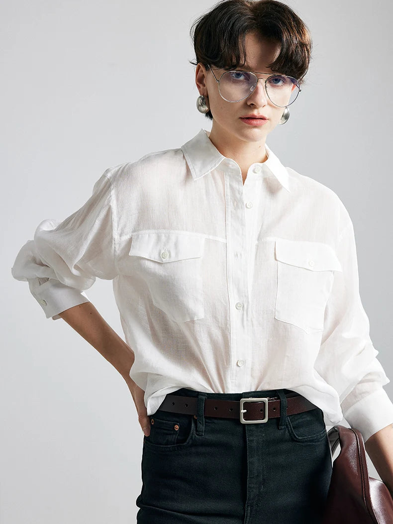 100% Premium Ramie Women's Loose Shirt