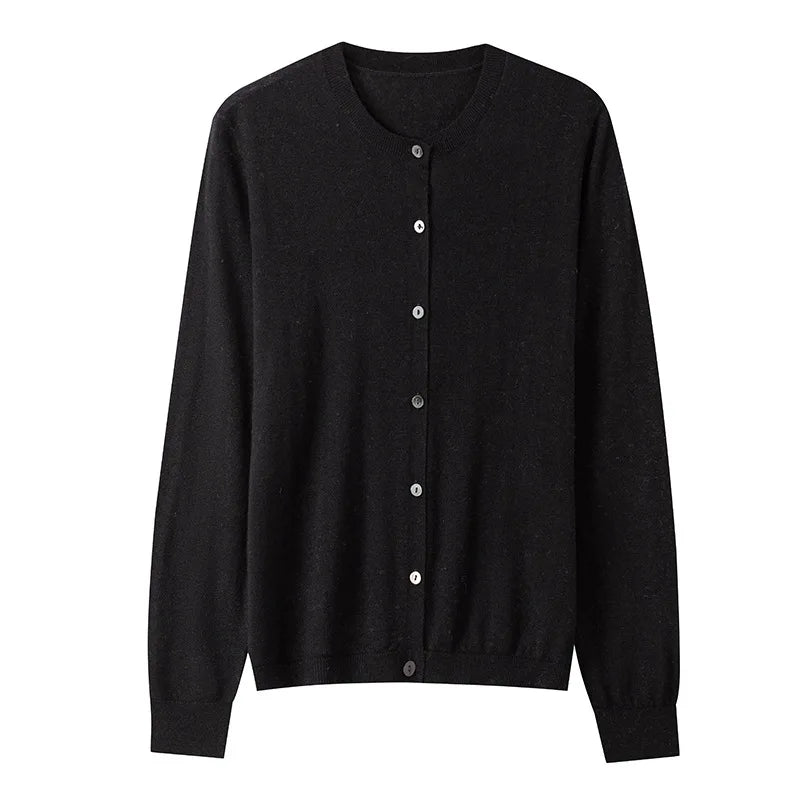 100% Premium Sheep Wool Lightweight Cardigan For Women