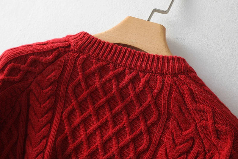 100% Premium Australian Merino Wool Diamond Knit Crew Neck Sweater