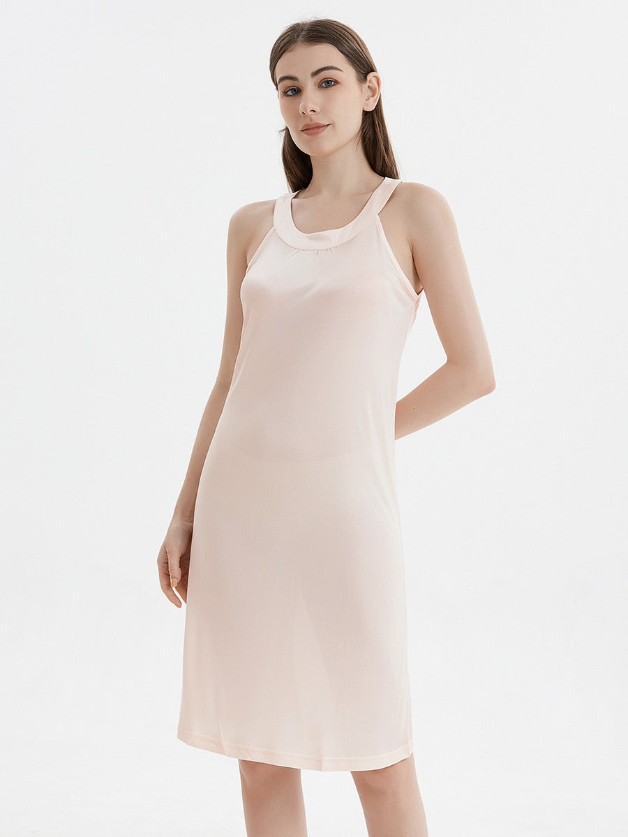 Pure Mulberry Silk-Viscose Blend Halter Neck Midi Dress