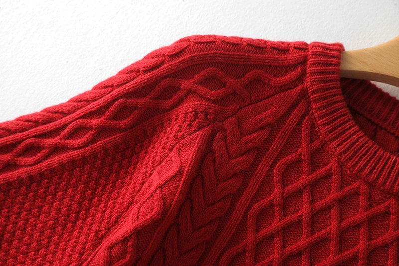 100% Premium Australian Merino Wool Diamond Knit Crew Neck Sweater