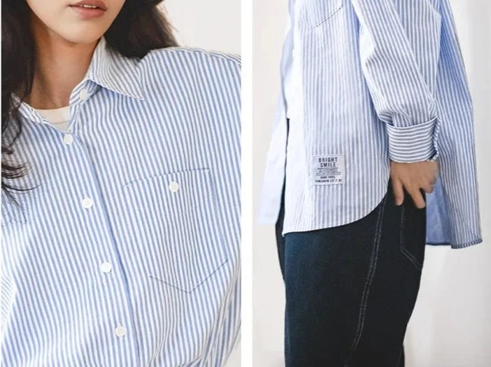100% Cotton Classic Blue & White Striped Summer Shirt and Shorts Set