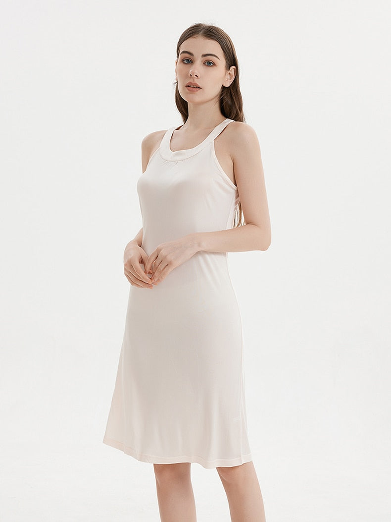 Pure Mulberry Silk-Viscose Blend Halter Neck Midi Dress