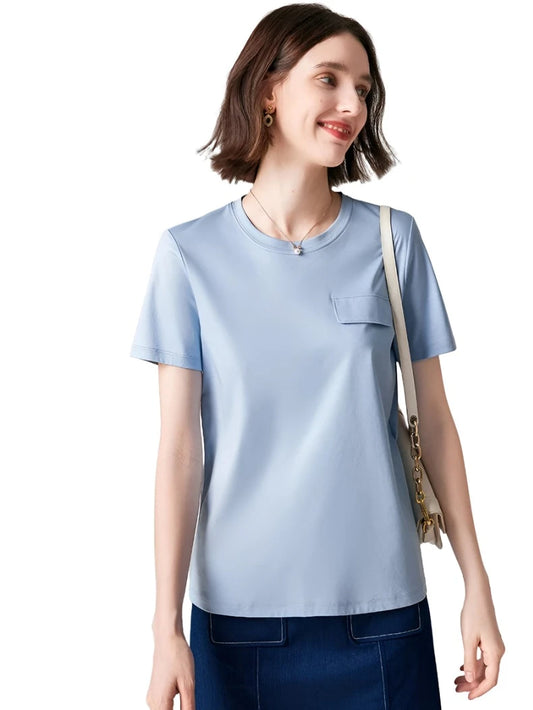 Pure Silk-Cotton Blend Classic Women's Top