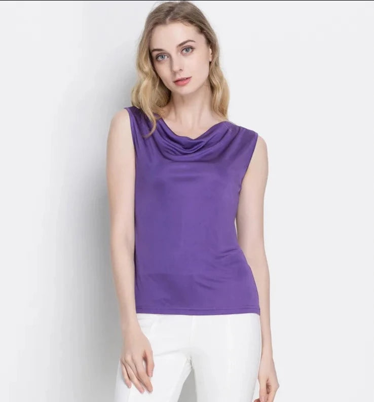Pure Mulberry Silk Cowl Neckline Top
