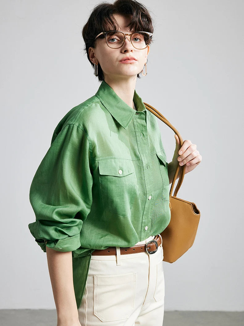 100% Premium Ramie Women's Loose Shirt