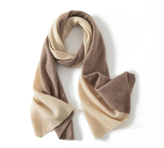 100% Pure Cashmere Knitted Tow-Tone Shawl/Scarf