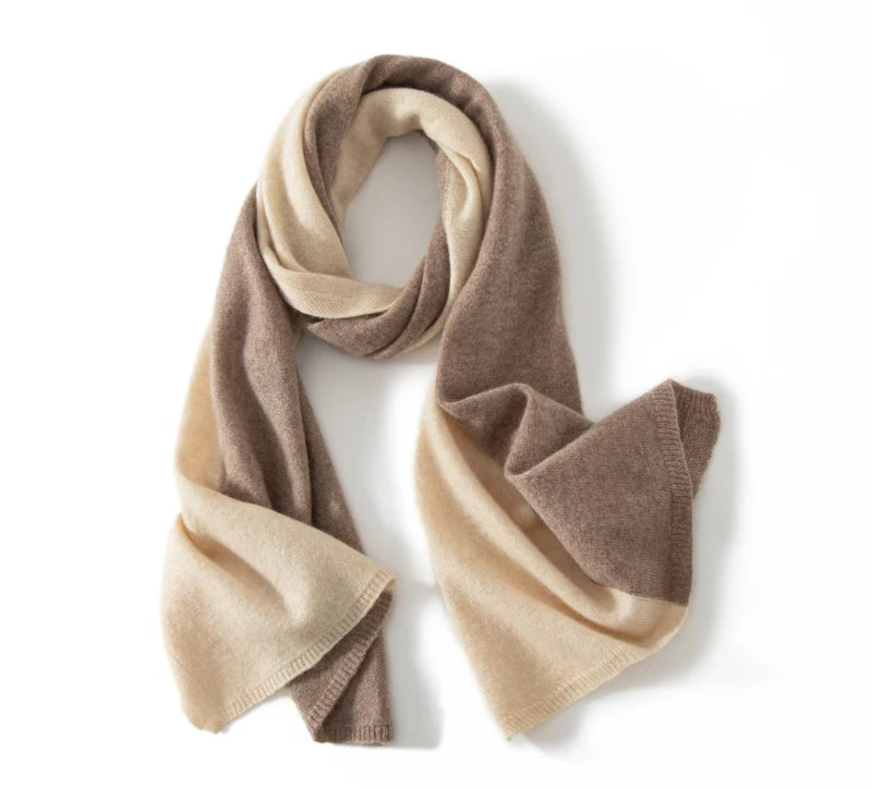 100% Pure Cashmere Knitted Tow-Tone Shawl/Scarf