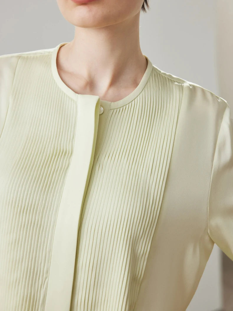19 mm Premium Mulberry Silk Elegant Shirring Front Women's Shirt
