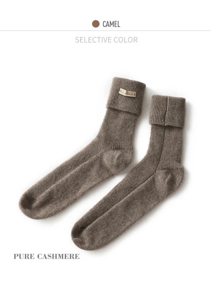 100% Pure Cashmere Luxurious Non-Slip Lounge Socks For Women