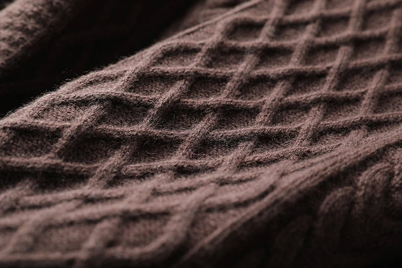 100% Premium Australian Merino Wool Diamond Knit Crew Neck Sweater